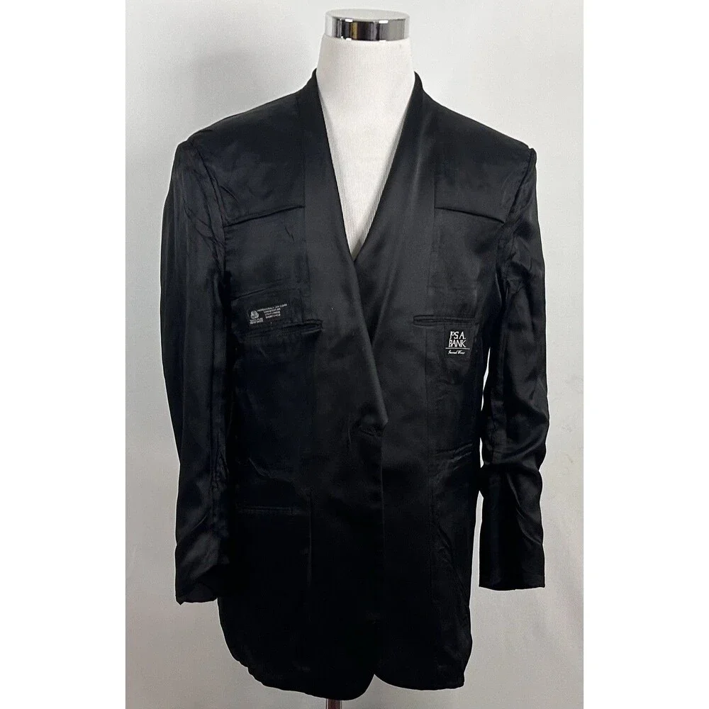 Jos A Bank 42L Tuxedo Jacket Shawl Collar One Button Black 100% Wool Vented - Picture 7 of 8
